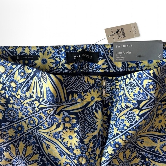 NWT Talbots Scallop Pocket Slim Ankle Pants in Paisley | Size 8 - Picture 5 of 8